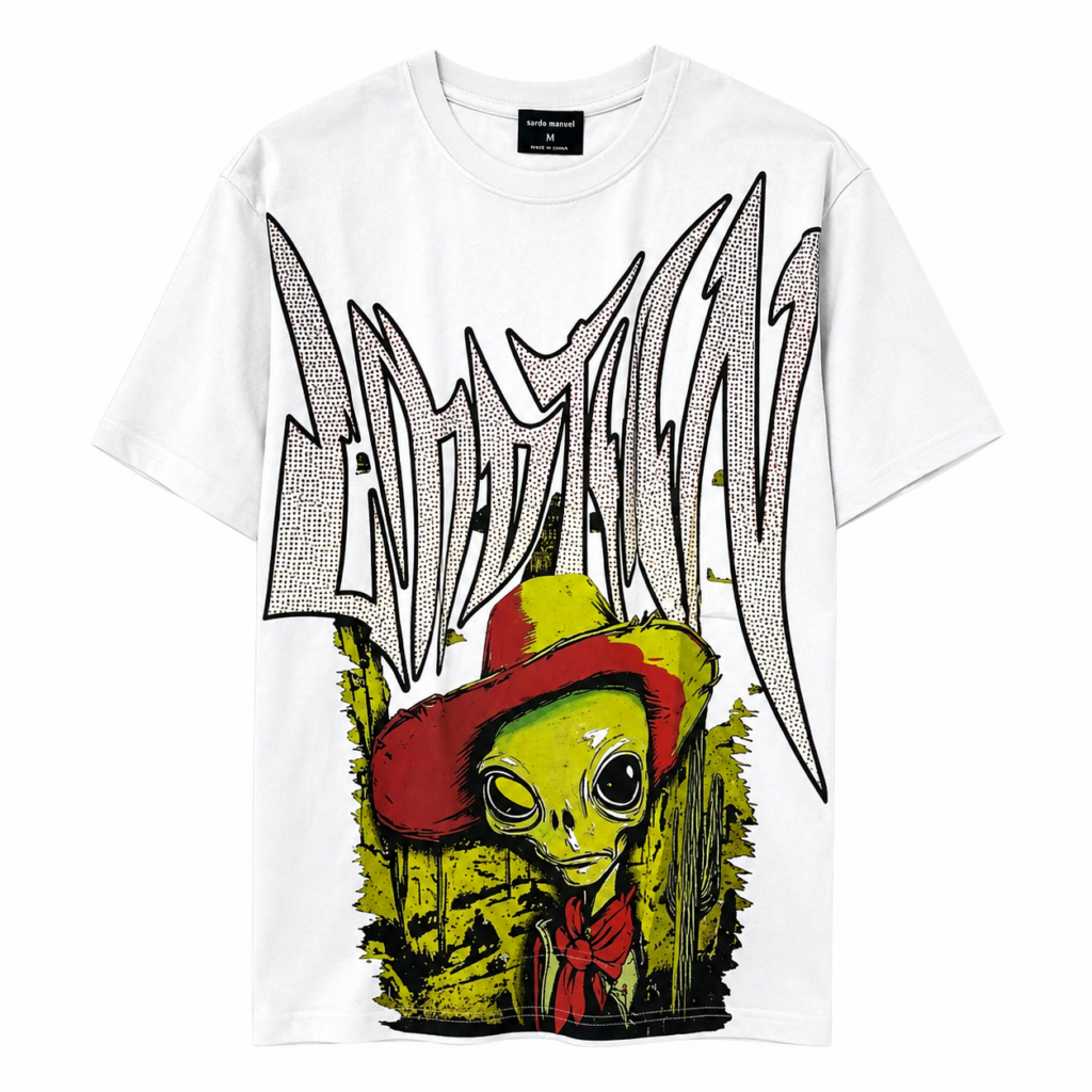 Alien Cowboy Statement Graphic T-Shirt