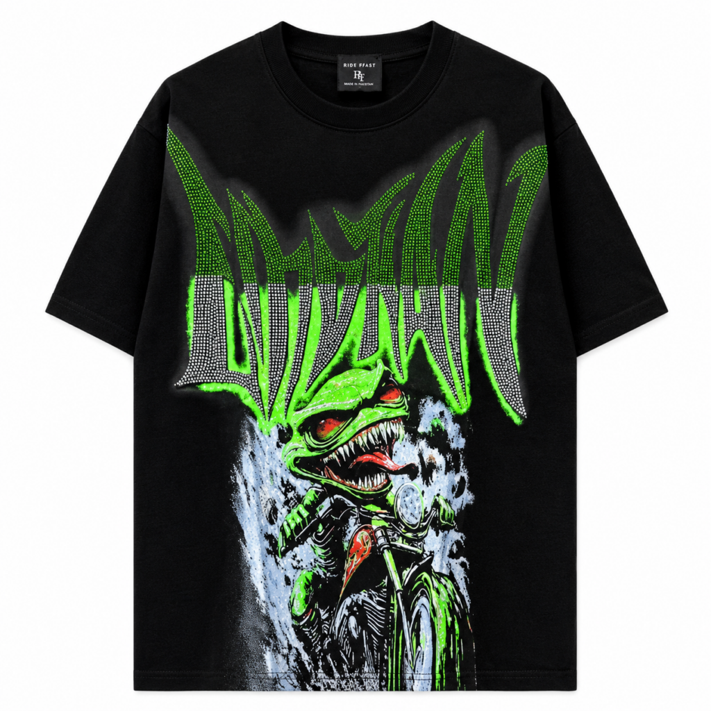 Green Monster Rider Graphic T-Shirt