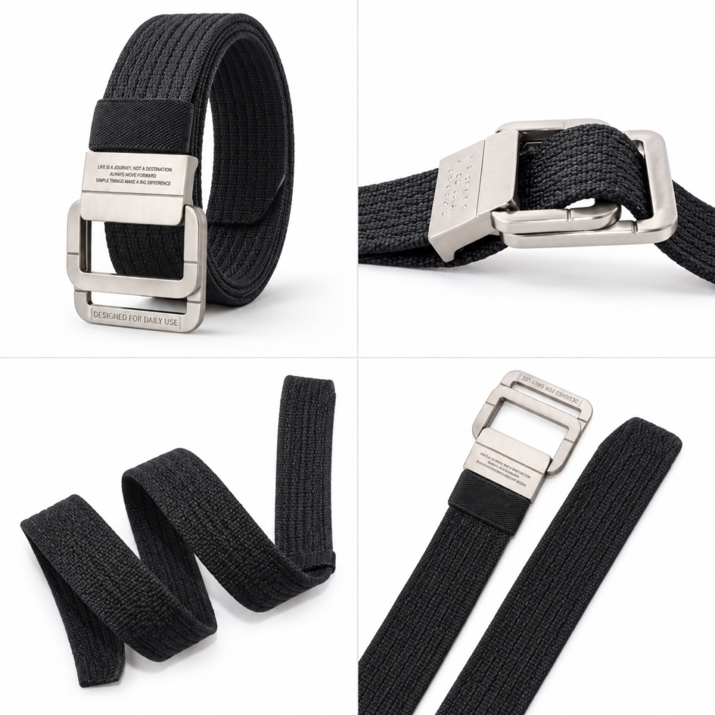 Double Ring Buckle Adjustable Canvas – 120cm – Black+Sun Cap 4